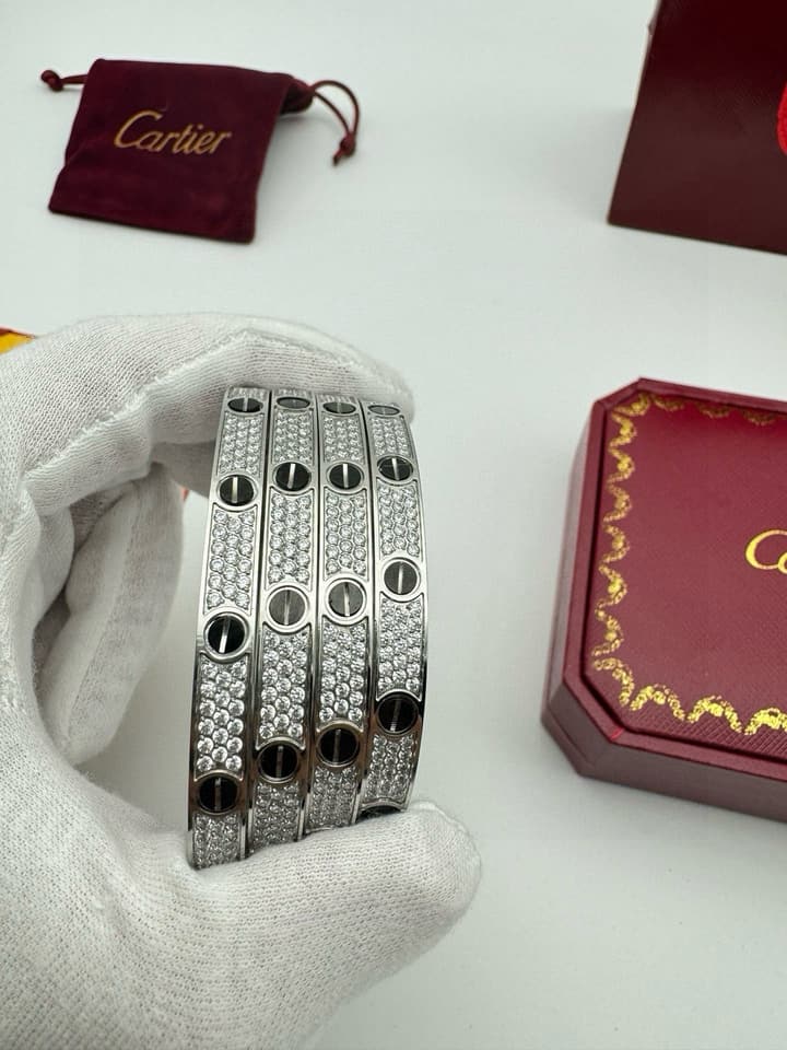 Cartier LOVE Pave Bracelet in Rose Gold Tone Bracelet