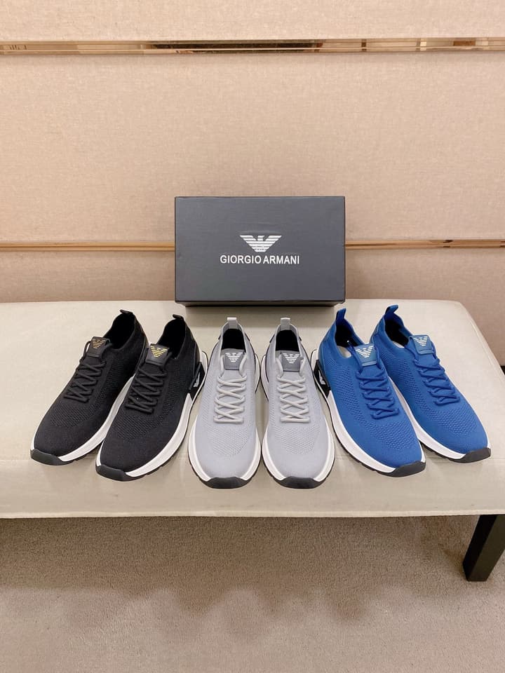 Armani Official Synchronized Knit Sneakers in Dark Grey Knit