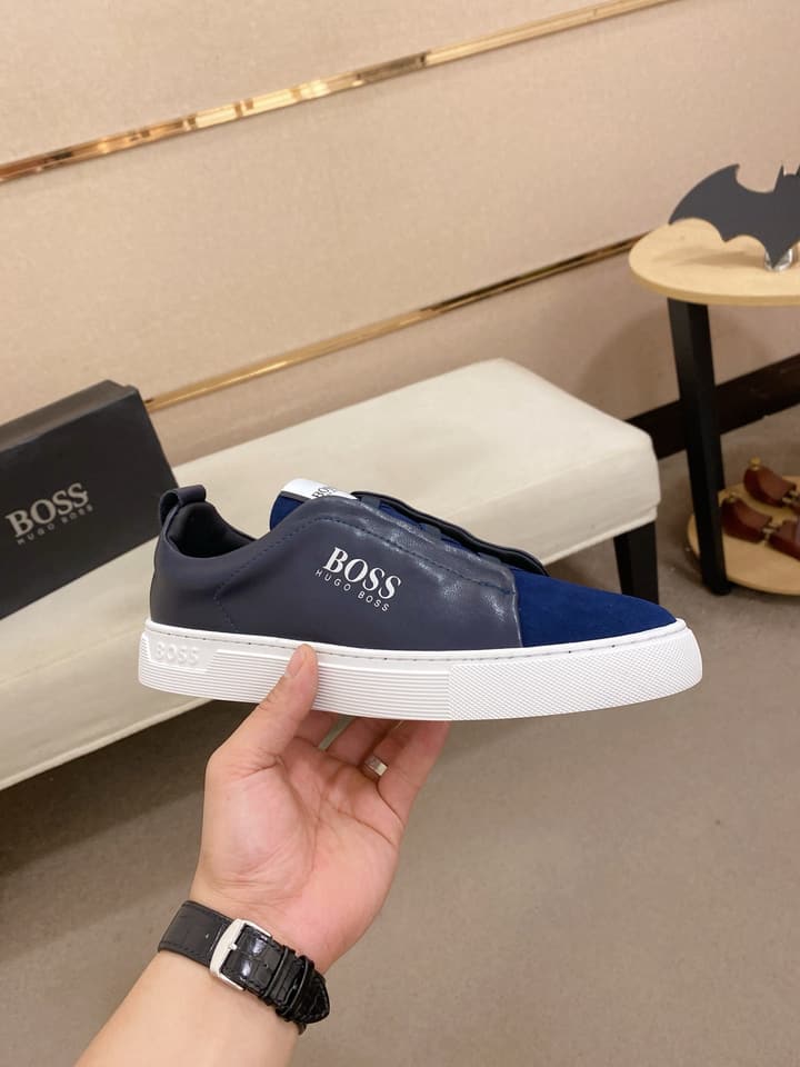 Boss Casual Leather Loafers in Glossy Black Toe
