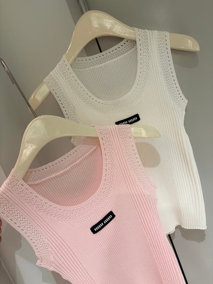 Miu Miu Cut-Out Slim-Fit Knit Tank Top in Pink