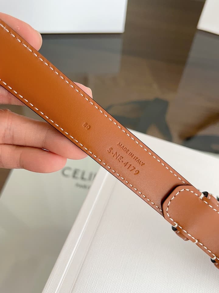Celine Vivienne Taurillon 25mm Belt in Black Taurillon Leather