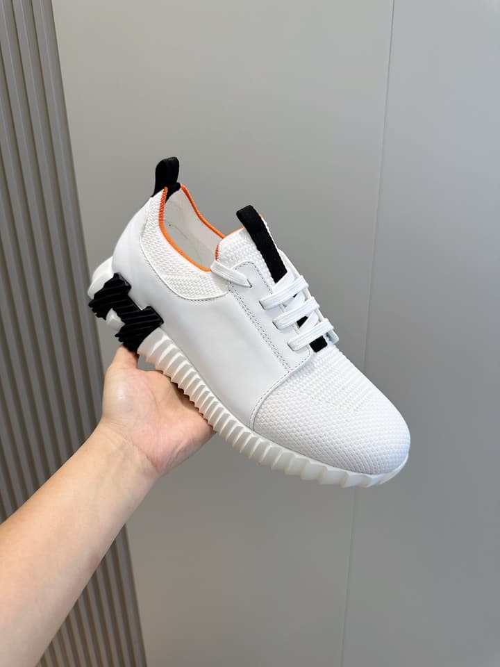 Hermès Bouncing Sneakers in Black And White Color Block