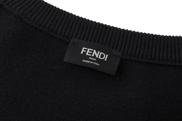 Fendi Double F Hot Stamp Crewneck Sweater in Classic Black
