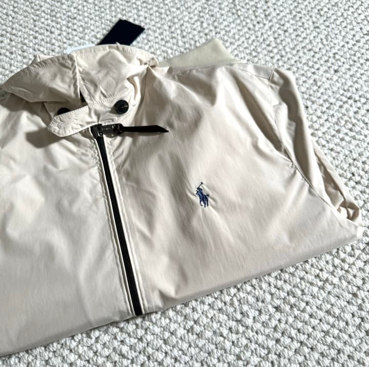 Ralph Lauren Embroidered Pony Harrington Jacket in Apricot White
