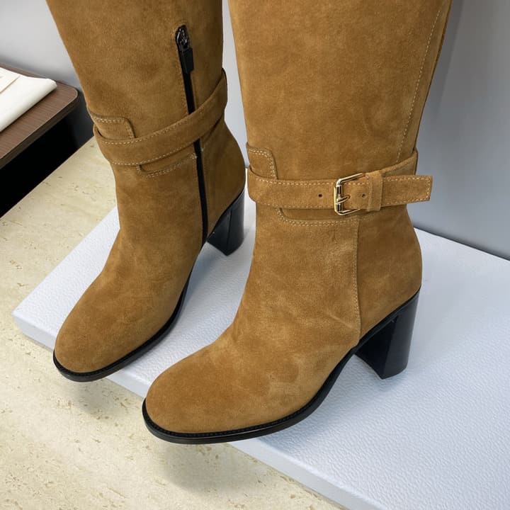Dior D-Town Punk Chunky Heel Knight Boots – 2025FW in Black Leather