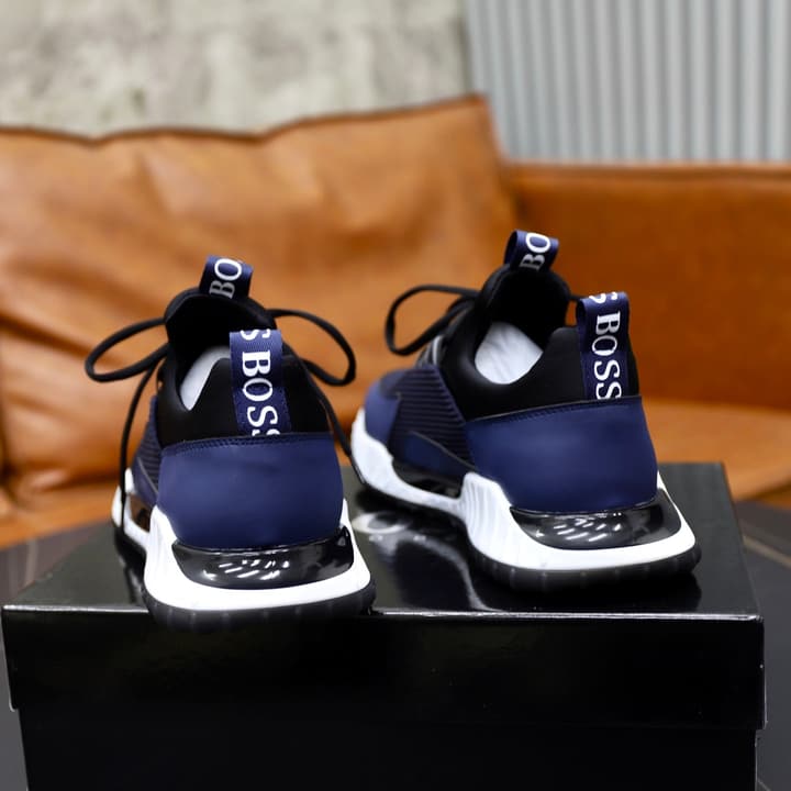 Boss Men's Knit Sneakers in Black Laced