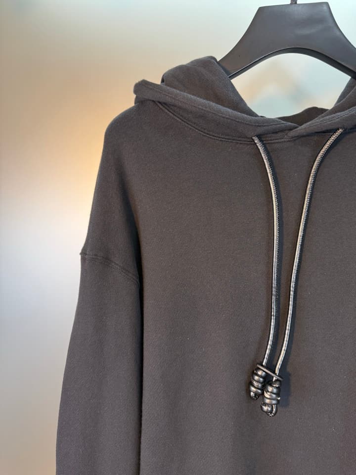 Loewe Anagram Leather Embroidered Hooded Sweatshirt – 25FW in Dark Charcoal