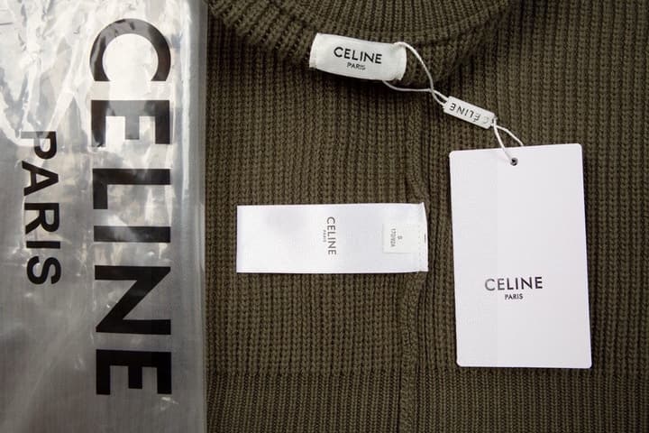 Celine Classic Embroidered Crewneck Sweater in Army Green