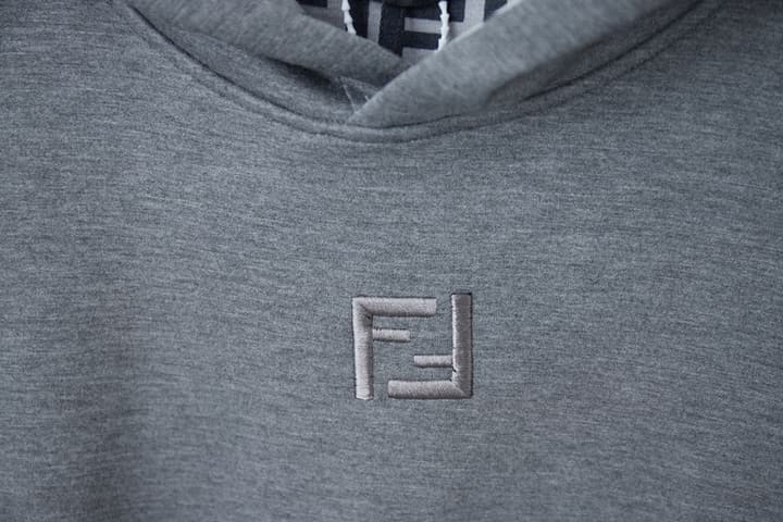 Fendi FF Logo Embroidered Hooded Sweatshirt – 25FW in Grey Hoodie