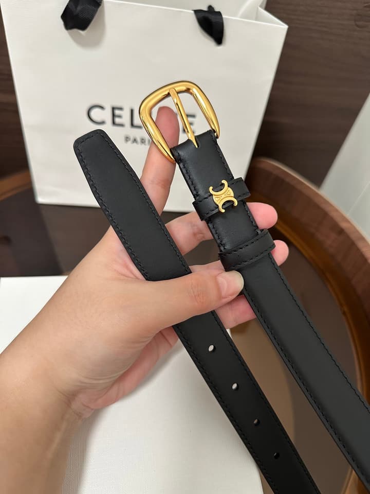 Celine Vivienne Taurillon 25mm Belt in Black Taurillon Leather
