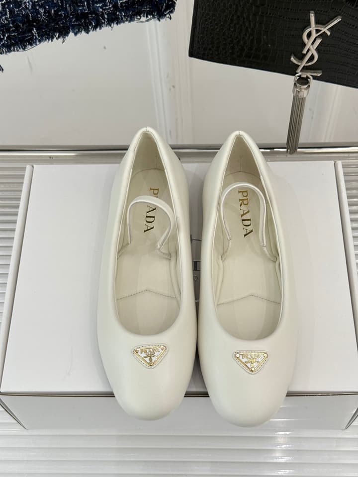 Prada Classic Mary Jane Flats in Cream