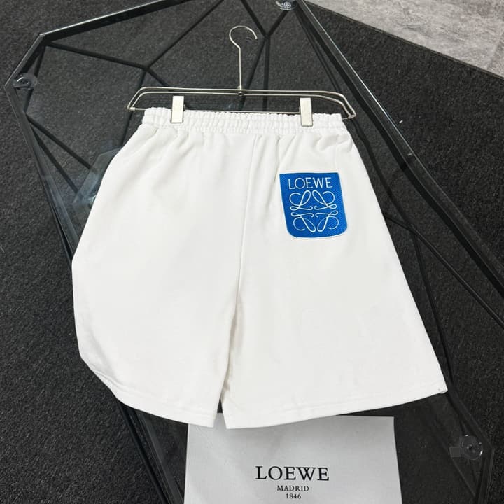 Loewe Classic Element Embroidered Shorts in Black With Blue Anagram Logo