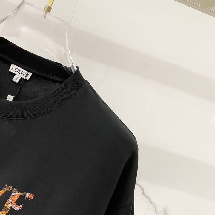 Loewe Rainbow Logo Embroidered Cotton T-Shirt in Classic Black