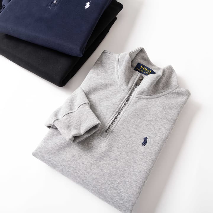 Ralph Lauren Classic Embroidered Half-Zip Sweatshirt in Black