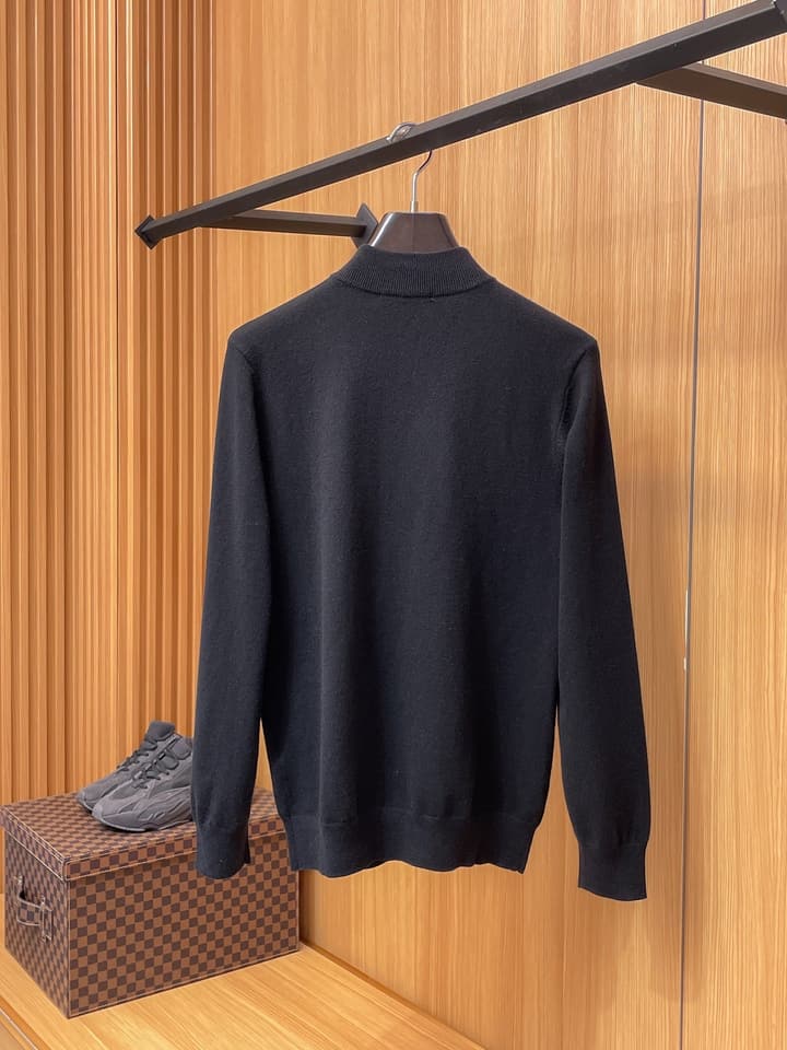 Dior Merino Wool Blend Half-Zip Sweater in Classic Black