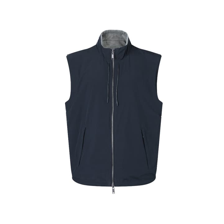 Zegna Microfiber Reversible Brezza Vest in Dark Blue