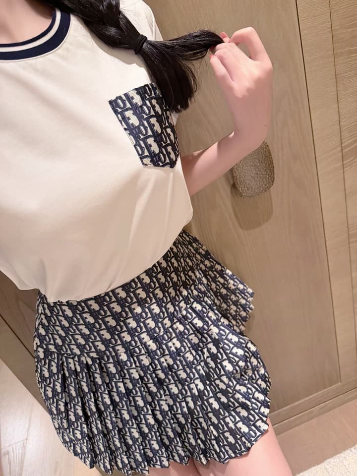 Dior Oblique Skirt Set in Black