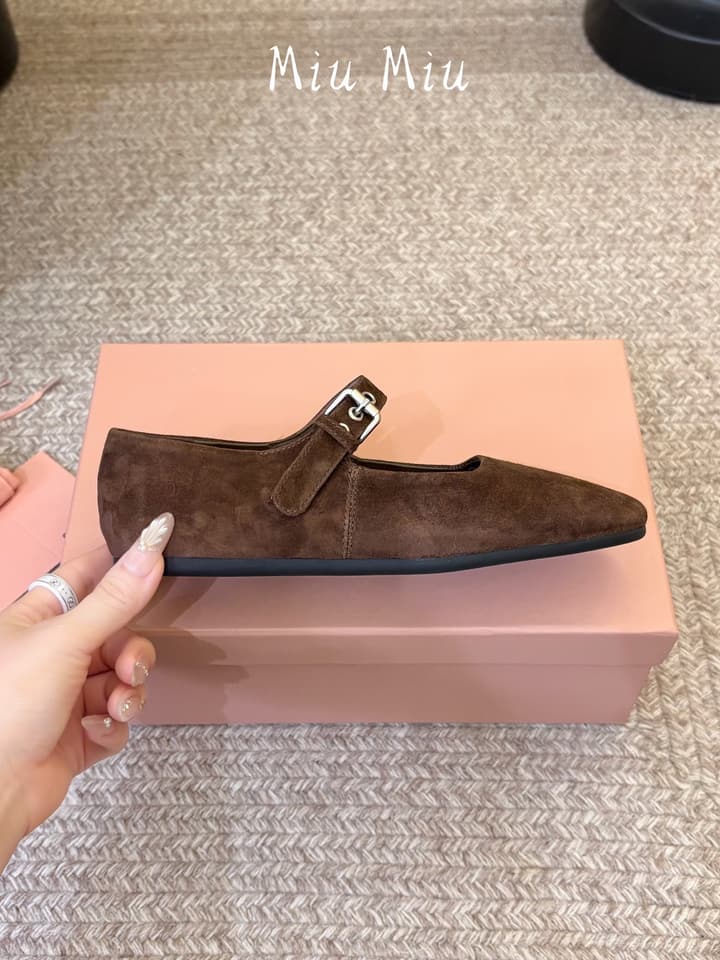 Miu Miu Suede Bow Mary Jane Flats