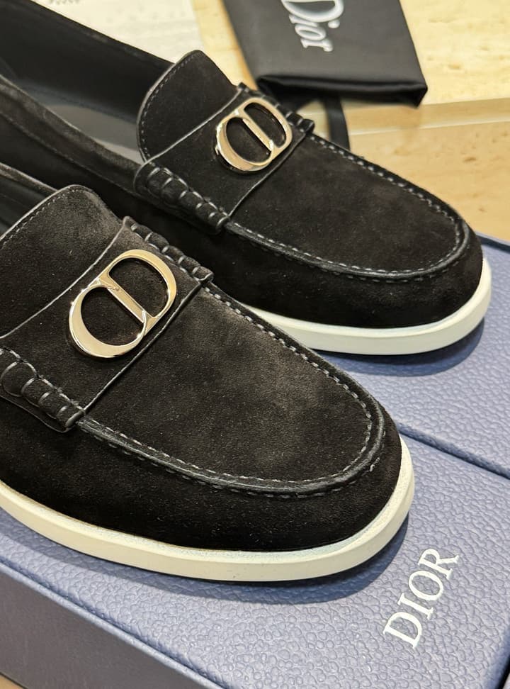 Dior Granville Men's Lace-Up Casual Shoes in Dark Blue Suede