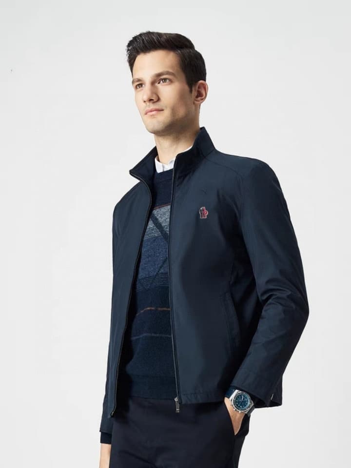 Moncler Stand Collar Logo Jacket – 2025 Fall Collection in Black