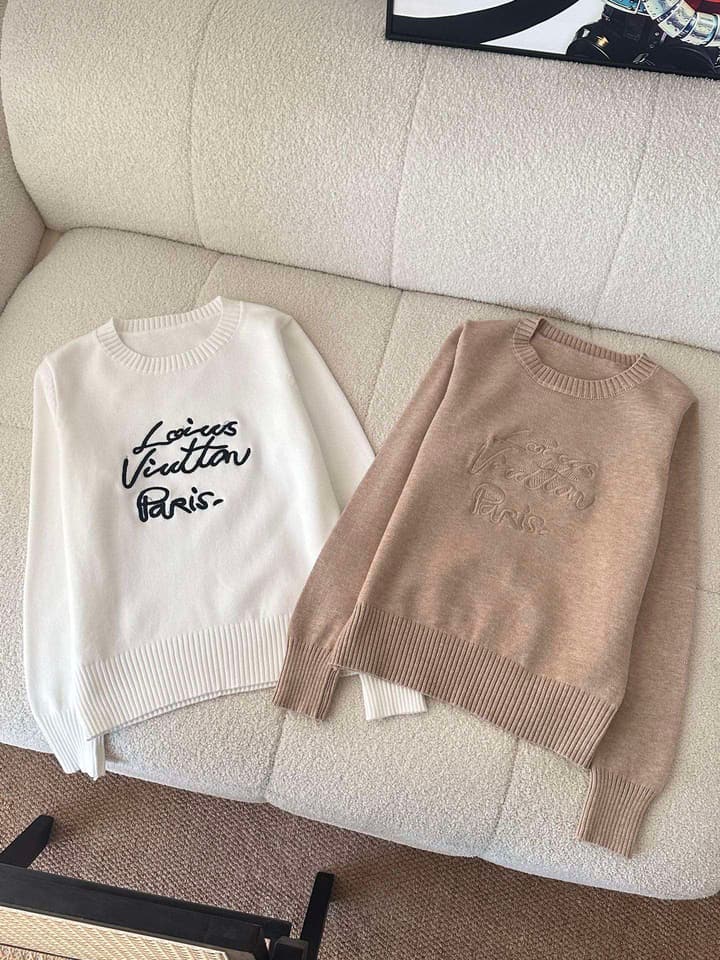 Louis Vuitton Embroidered Knit Sweater in Khaki