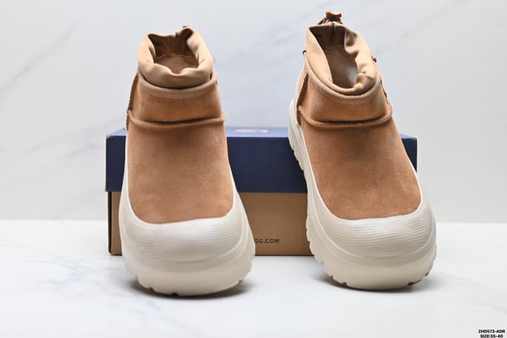 UGG Tasman Weather Hybrid Mid-Top Snow Boots in Tan Suede With Beige Sole