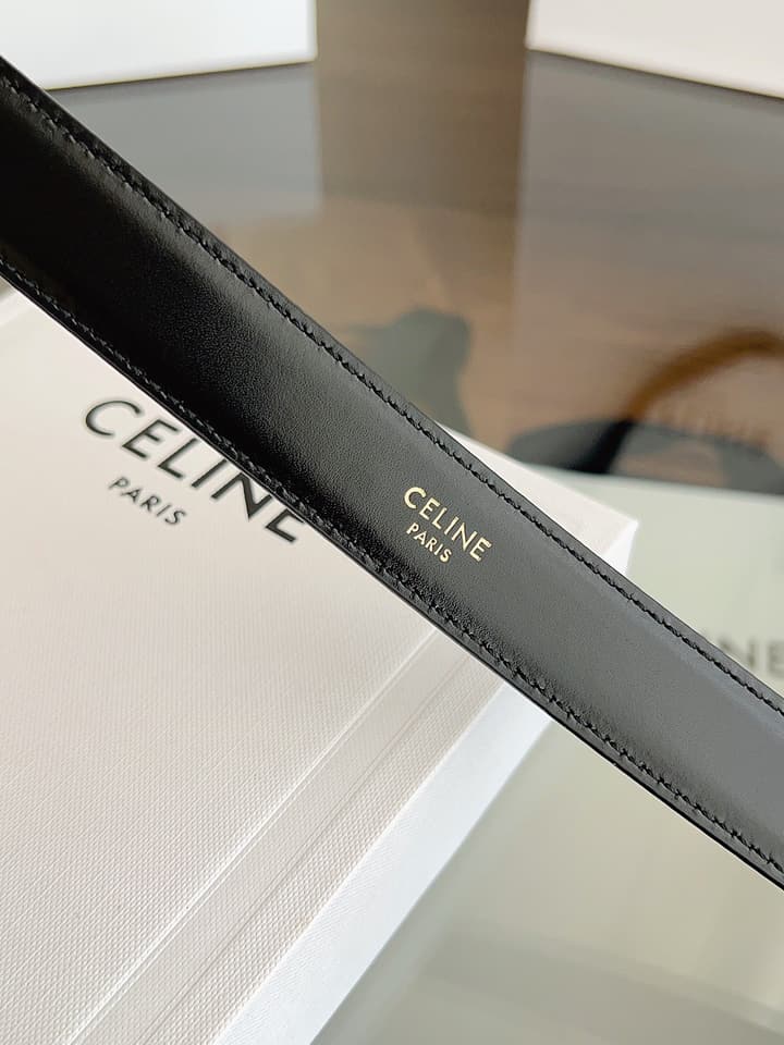 Celine Vivienne Taurillon 25mm Belt in Black Taurillon Leather