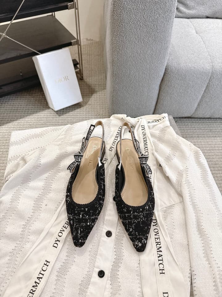 Dior J'Adior Embroidered Kitten Heel Sandals in Defined Black Oblique