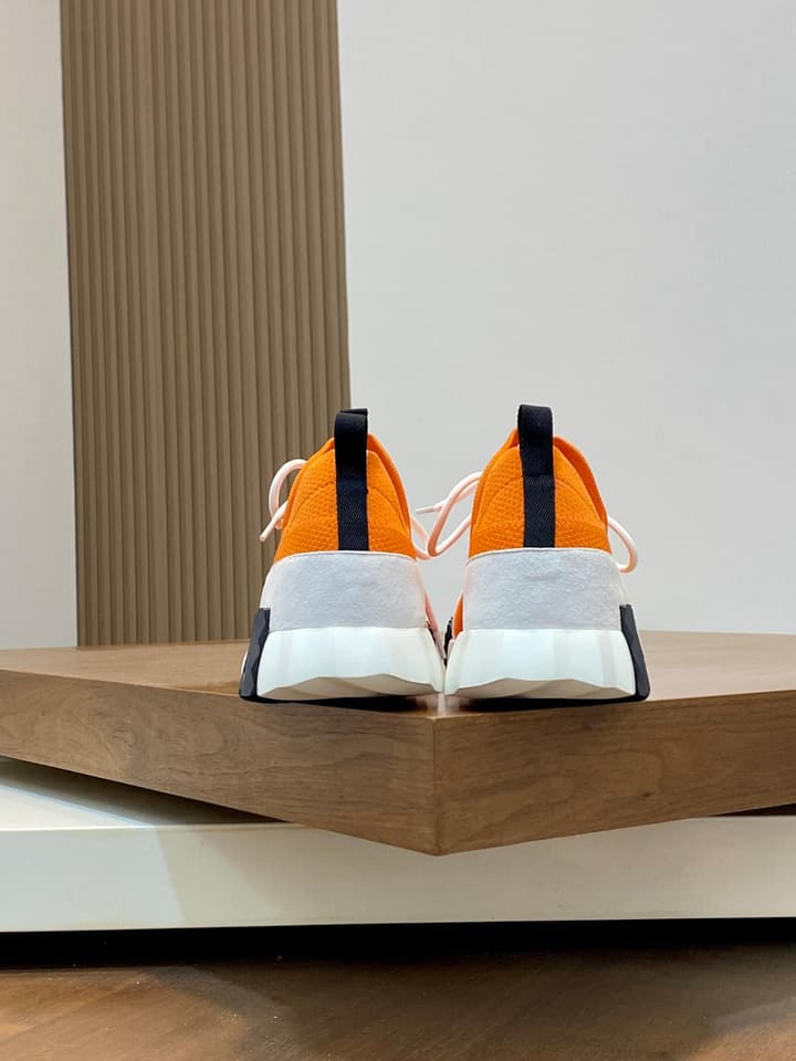 Hermès Suede and Denim Canvas Sneakers in Black And White