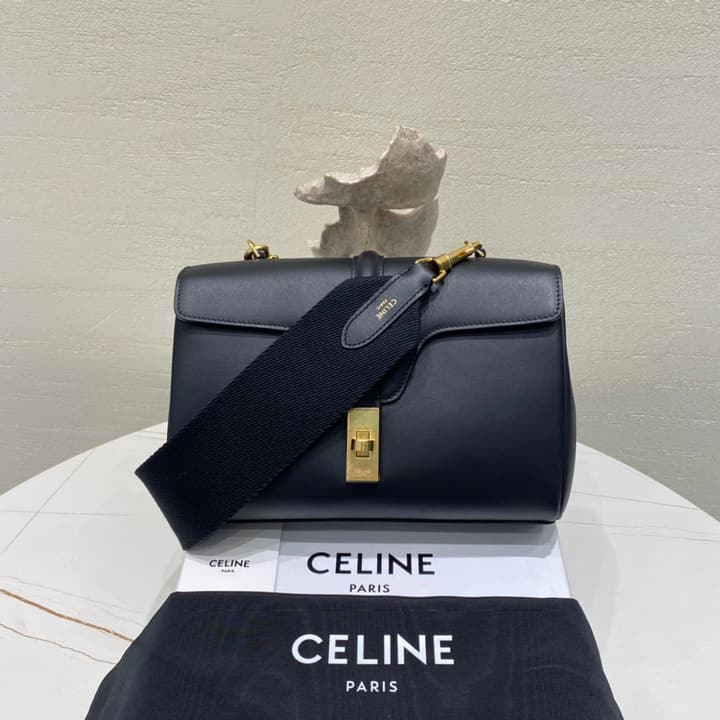 Celine Teen 16 Crossbody Bag in Black Leather