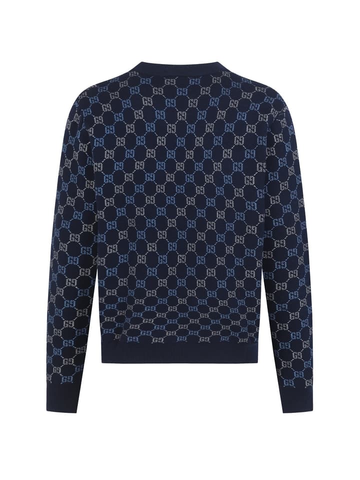 Gucci GG Double-Sided Wool Cardigan – 2025FW in Navy Blue Gg Monogram Sweater