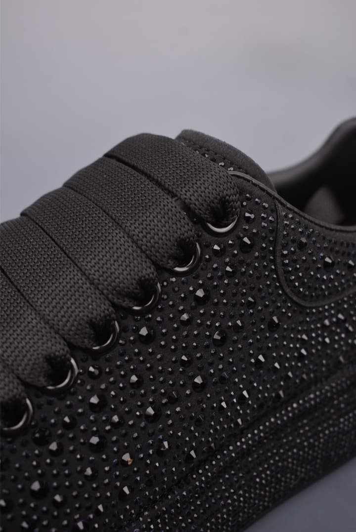 Alexander McQueen Rhinestone Sneakers in All Black Embossed