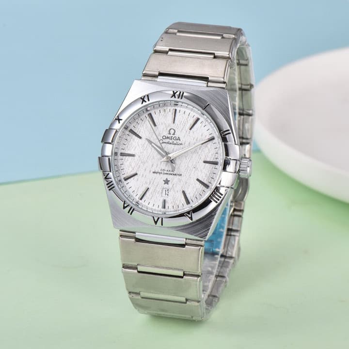 Omega Constellation Series Mechanical Watch in Black Bezel Green Dial