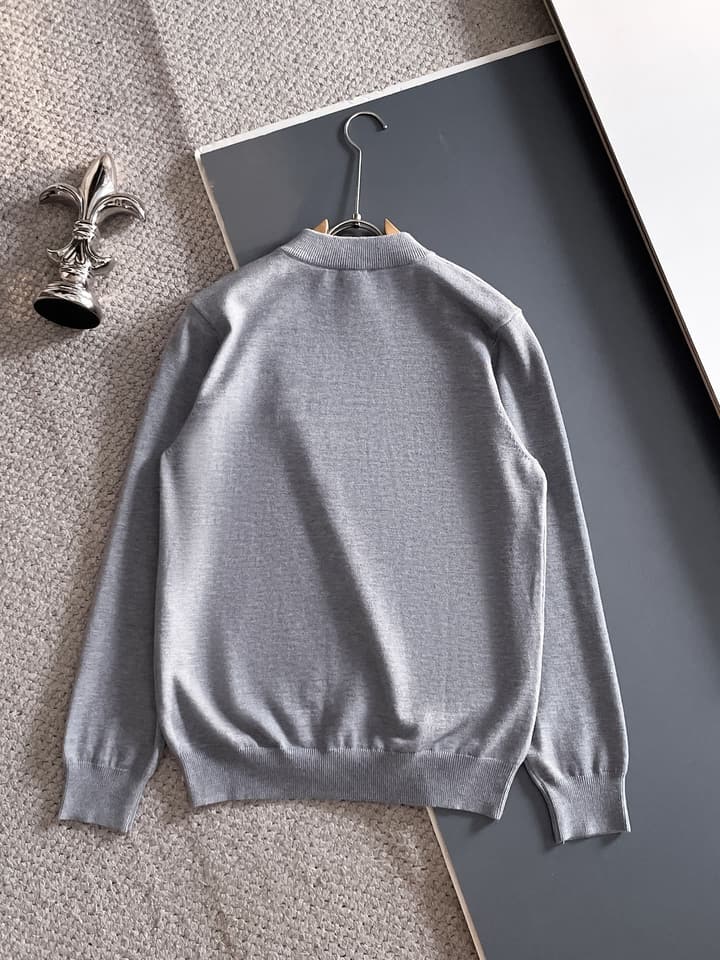 Burberry Half-Zip Wool Blend Sweater in Black Logo