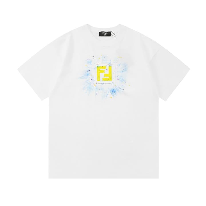 Fendi Embroidered Double F Logo Inkjet T-Shirt – 2025SS in Black