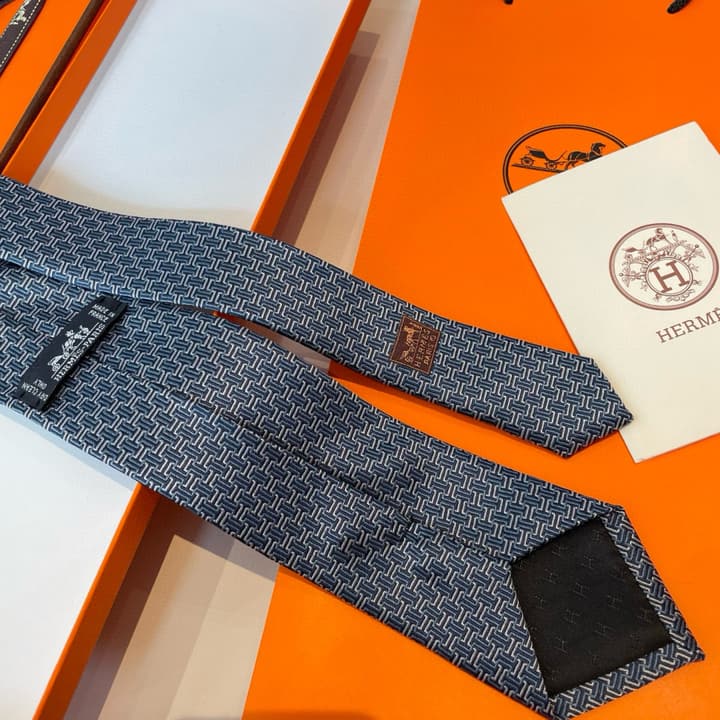 Hermès Philippe Mouquet Men's Tie in Cool Grey Patterned