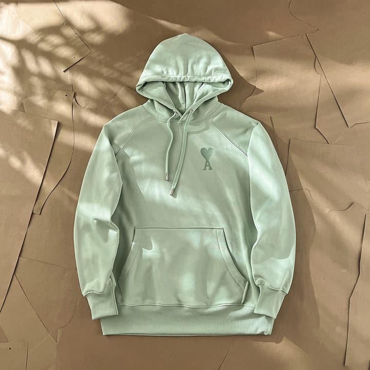 Ami Paris Ami de Coeur Macaron Zip Hoodie in Pastel Pink