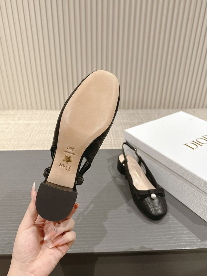 Dior D-Ramour Embroidered Cannage Ballet Flats – 2024 Spring/Summer Collection in Black Leather