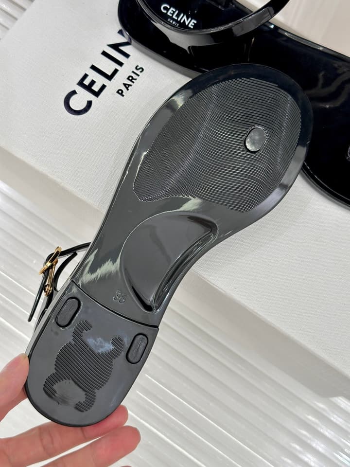 Celine Triomphe Jelly Thong Sandals – 26WF in Black
