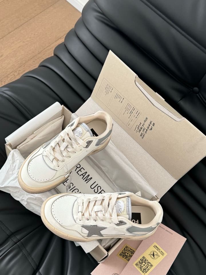 Golden Goose Graffiti Sneakers – 2024 Collection in Cream With Black Star