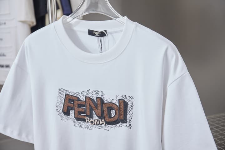 Fendi Embroidered Logo Rhinestone T-Shirt – 26SS Early Spring Collection in Classic Black
