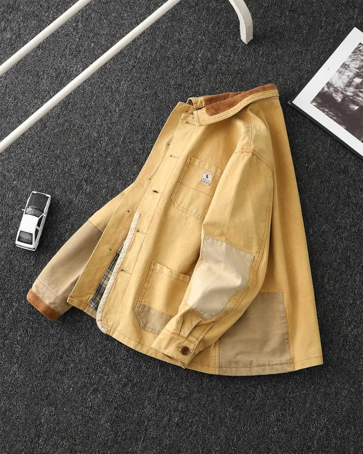 Ralph Lauren Barn Washed Distressed Jacket – 2025 Spring New in Classic Mustard Tan
