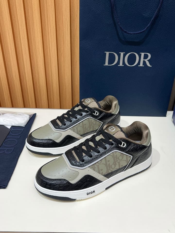 Dior B27 Unisex Sneakers – 2025 Collection in Black And Khaki Oblique