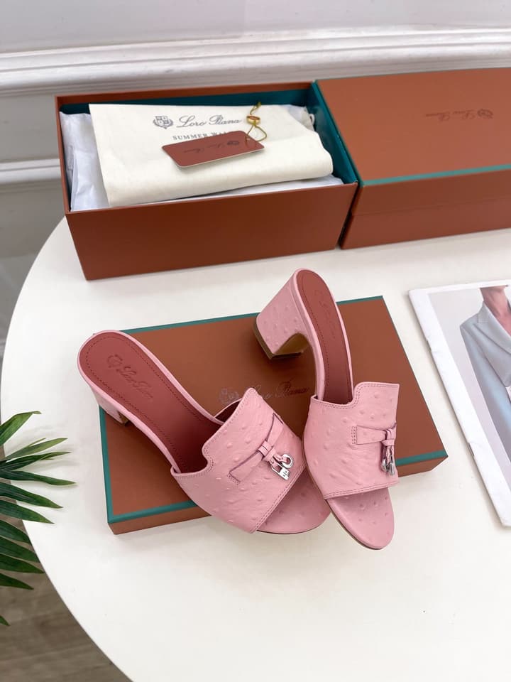 Loro Piana Summer Charms Ostrich Mules – 2025 Spring/Summer Collection in Black