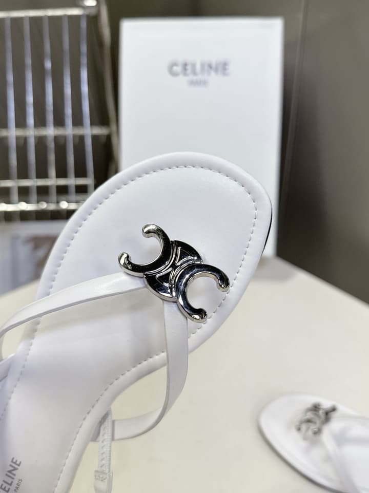 Celine Triomphe Metal Buckle Thong Sandals – Spring/Summer Collection – 2026SS in Black