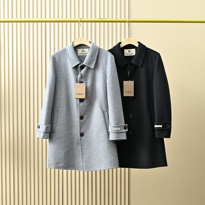 Burberry Men's Double-Faced Wool Trench Coat – 2025FW in Classic Black