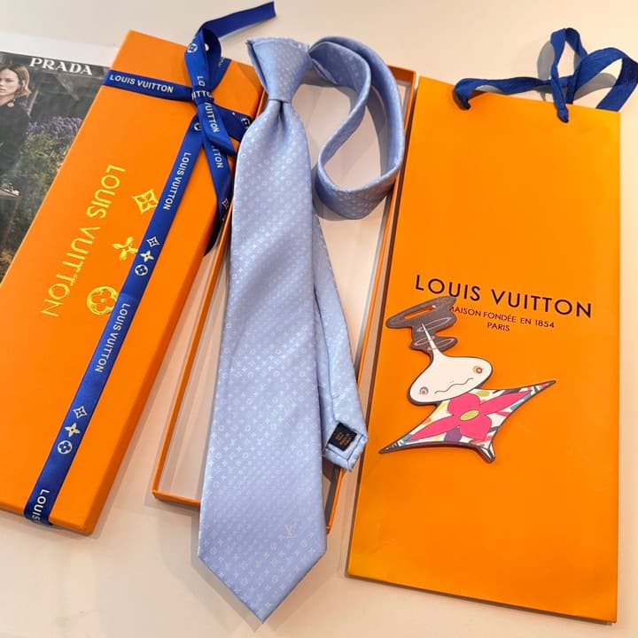 Louis Vuitton Damier Silk Tie in Charcoal Grey