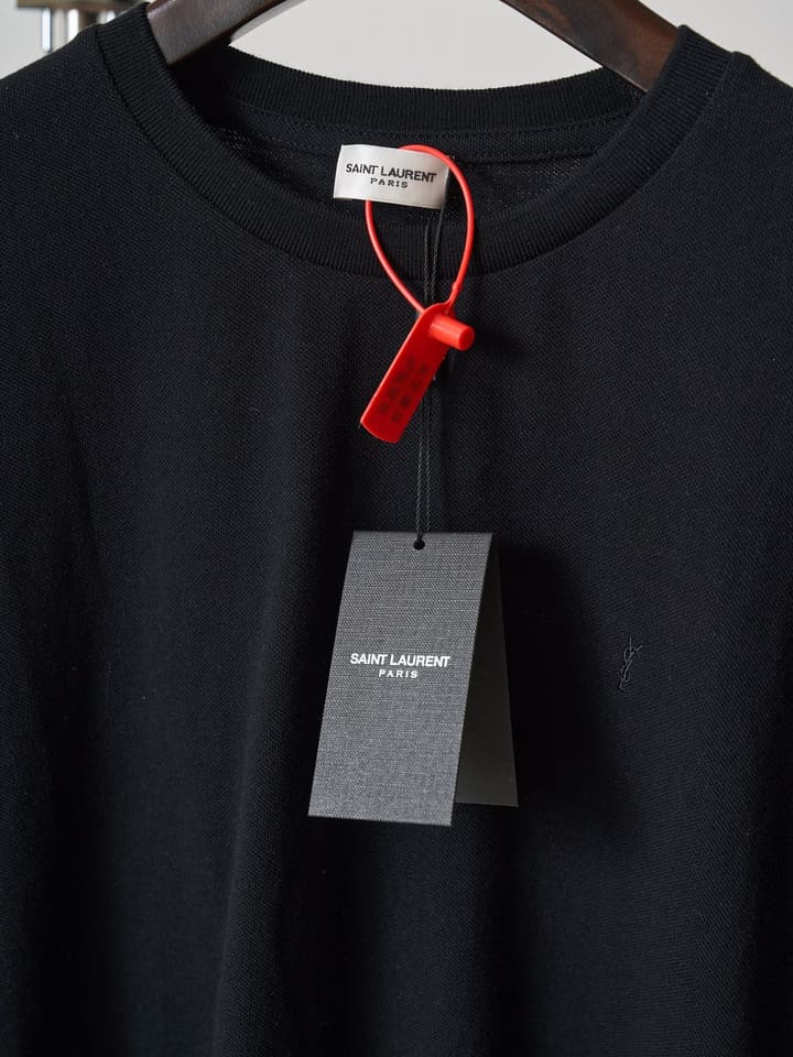 Saint Laurent YSL Embroidered Crewneck T-Shirt in Black
