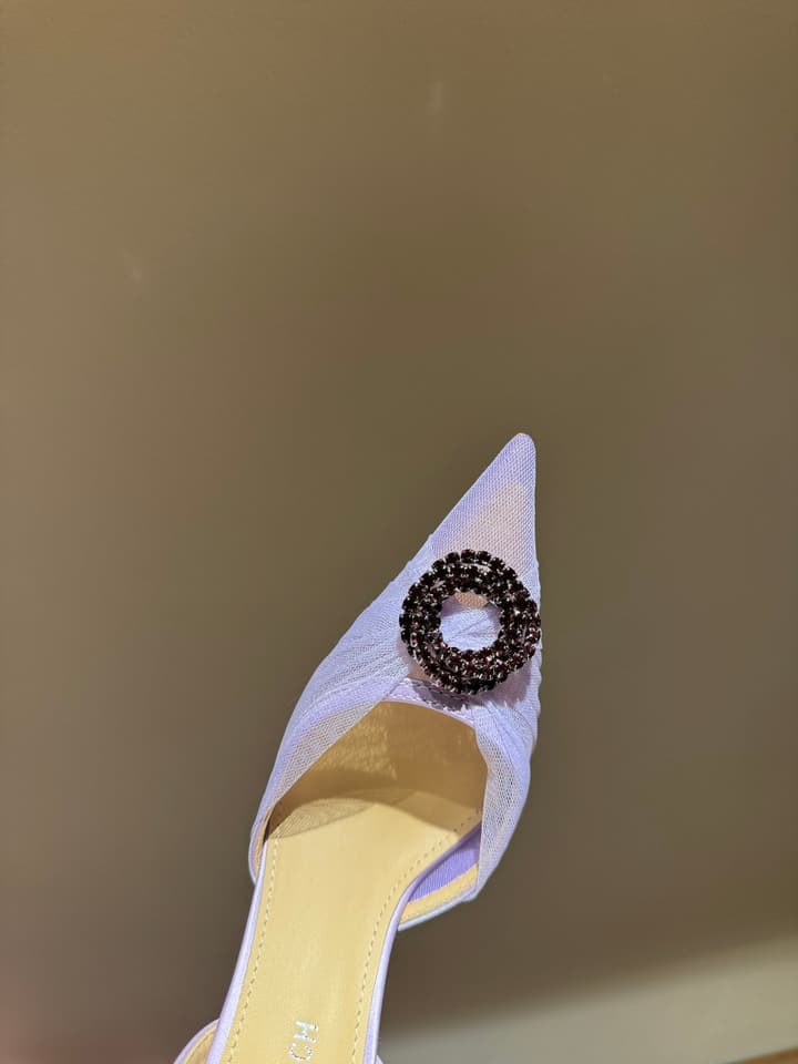 MACH & MACH Rhinestone Lace Heeled Sandals – 2025 Early Spring Collection in Cool Nude Black Cap Toe
