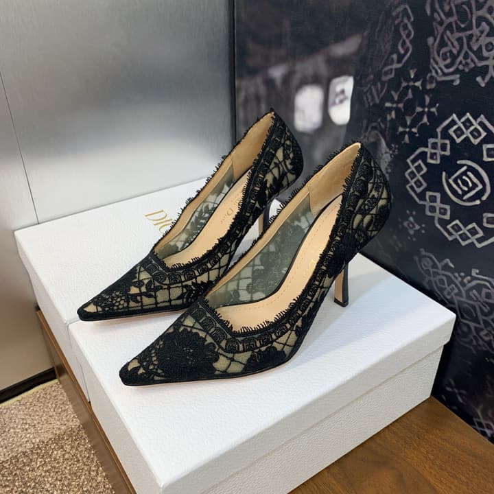 Dior CD Roses Jacquard Embroidery High-Heel Pumps – 2024 Spring/Summer Collection in Sleek Black Patent